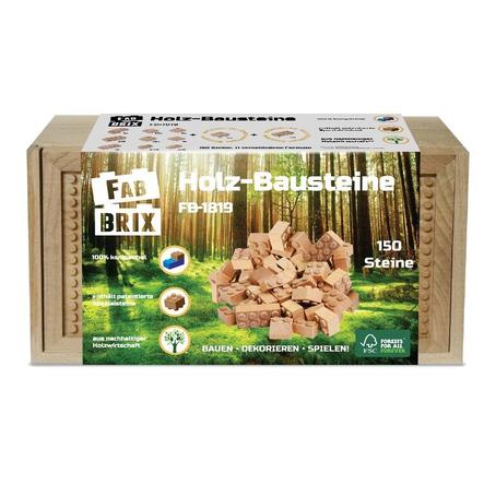 FabBrix Holz-Klemmbausteine MASTER WOODEN BOX 150 Teile