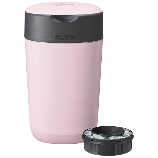 Tommee Tippee Twist &amp; Click Advanced secchio per pannolini, incl. una cassetta con pellicola antibatterica di provenienza sostenibile Green in rosa