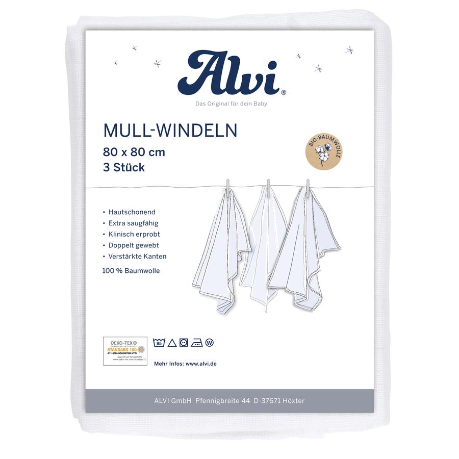 Alvi® Mullwindeln 3er Pack weiß 80 x 80 cm