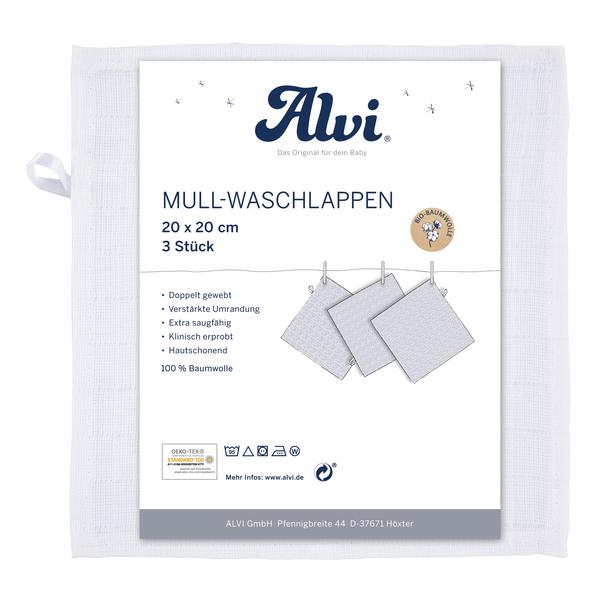 Alvi® Mullwaschlappen 3er Pack weiß 20 x 20 cm