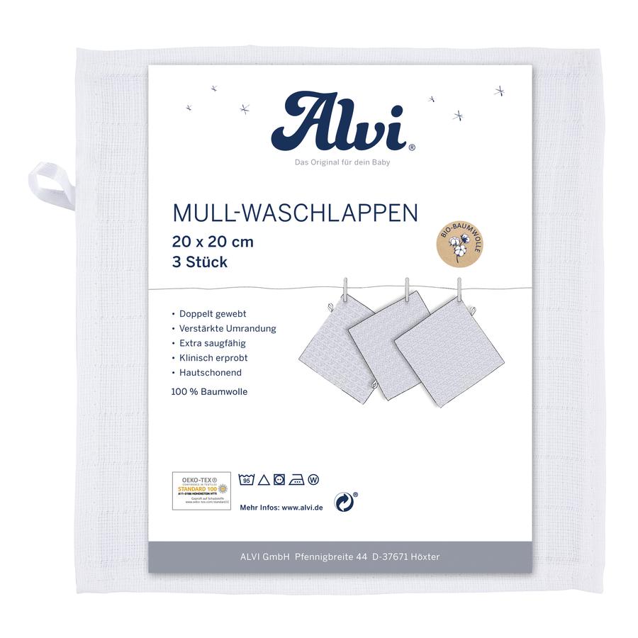 Alvi ® Harsoflanelli 3-pack valkoinen 20 x 20 cm.