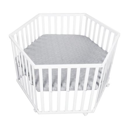 Roba Parc Bebe Hexagonal Blanc Style Bois Etoiles Grises Argentees 121x106 Cm Roseoubleu Fr