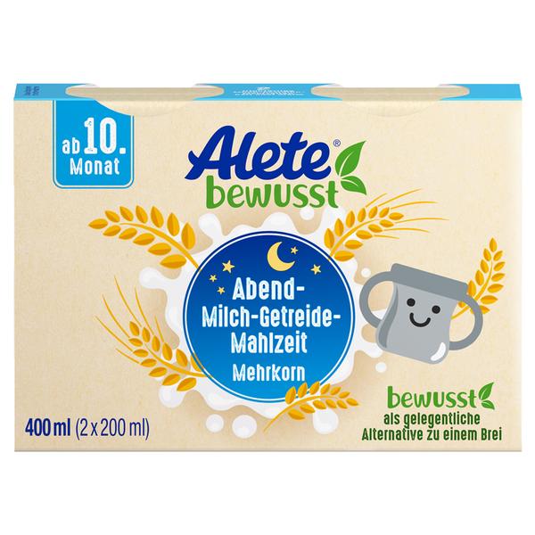 Alete Abend-Milch-Getreide-Mahlzeit Mehrkorn 400 ml (2 x 200 ml) ab dem 10. Monat
