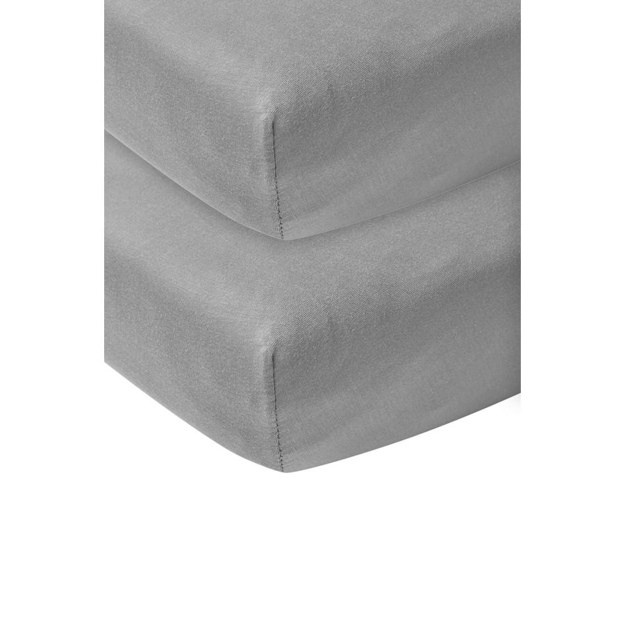 Meyco Paquete de 2 sábanas ajustables de jersey 60 x 120 cm gris