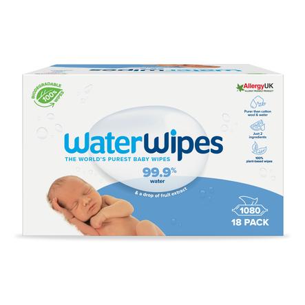 WaterWipes Lingettes enfant biodégradables 18x60, 1080 pièces