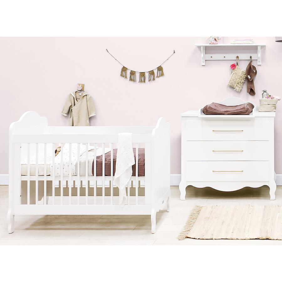 Bopita Babykamer Elena 2-delig 60 x 120 cm wit met aankleedkussen