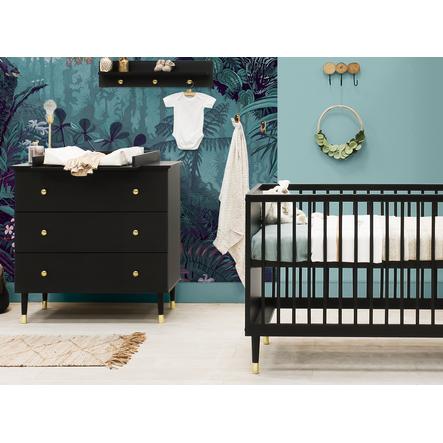Bopita Babykamer Cloë 2-delig 60 x 120 cm mat zwart met aankleedkussen
