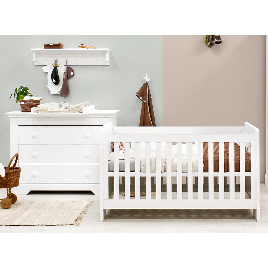 Bopita Babyzimmer Narbonne 2-teilig 60 x 120 cm weiß mit Wickelaufsatz