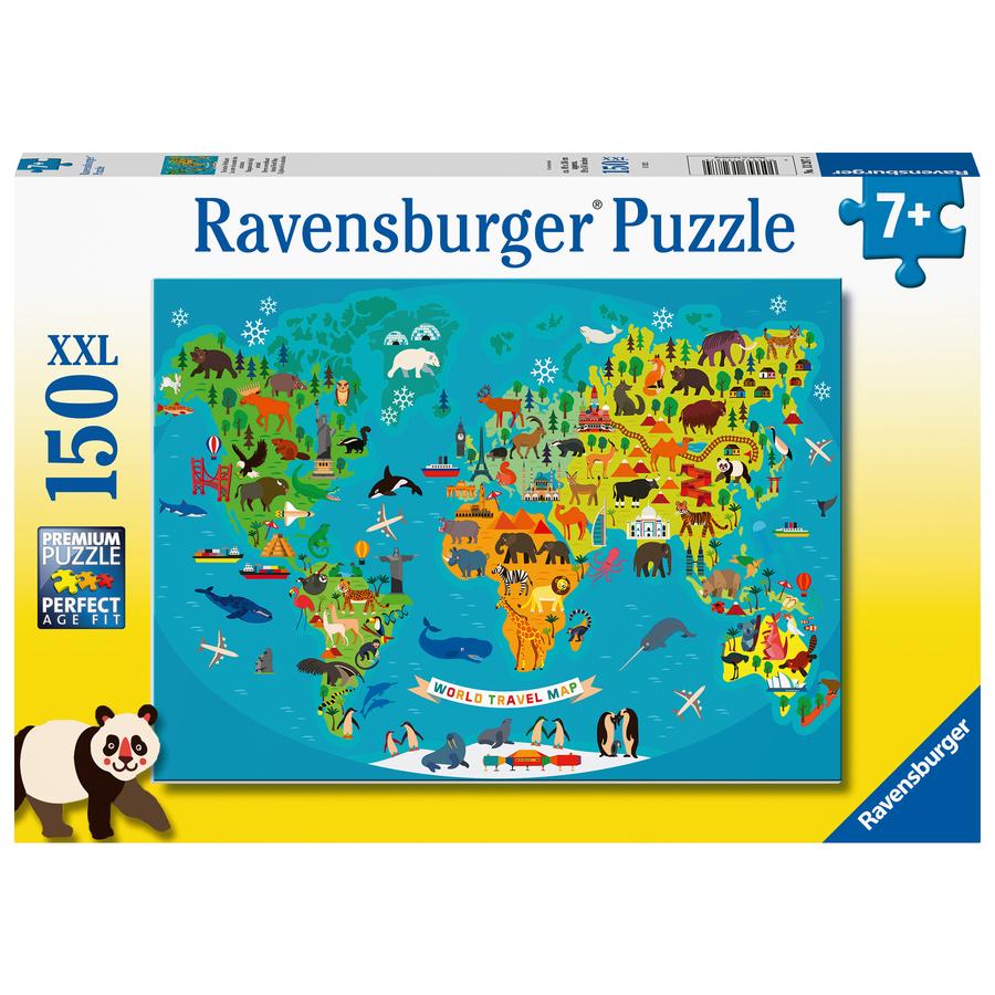 Ravensburger Puzzle XXL 150 pièces - Carte du monde des animaux