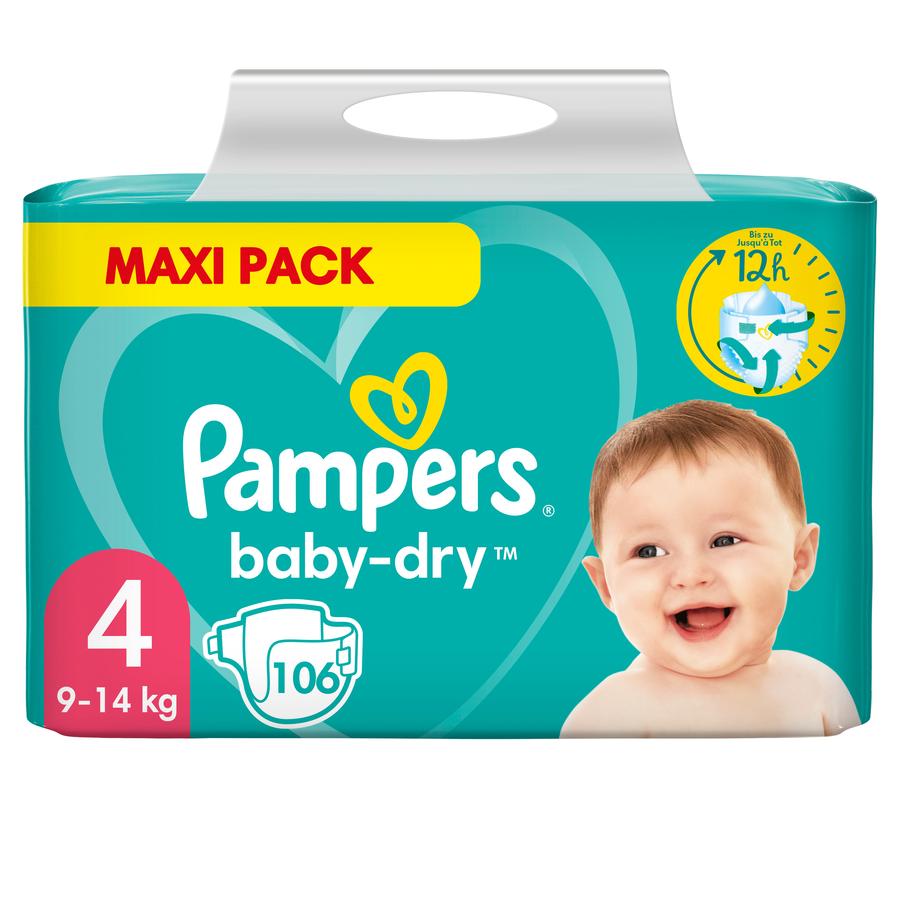 Pampers Baby Dry, Gr.4 Maxi, 9-14kg, Maxi Pack (1x 106 pañales)