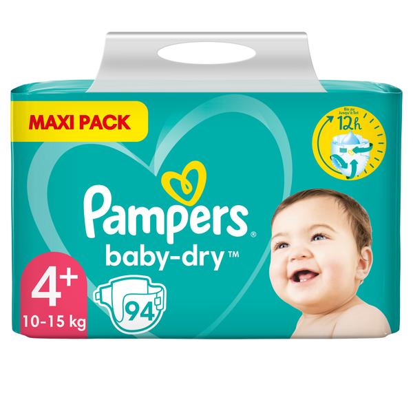Pampers Baby Dry, Gr.4+ Maxi Plus, 10-15kg, Maxi Pack (1x 94 bleier)