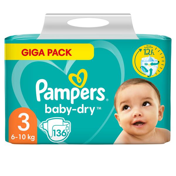 Pampers Baby Dry, Gr.3 Midi, 6-10kg, Giga Pack (1x 136 luiers)