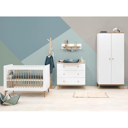 Bopita Babyzimmer Paris 3-teilig 70 x 140 cm umbaubar weiß / natur mit Wickelaufsatz