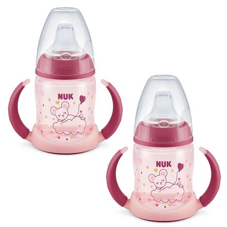 NUK Trinklernflasche First Choice⁺ Glow in the Dark Girl, 150 ml in rosa, 2 Stück
