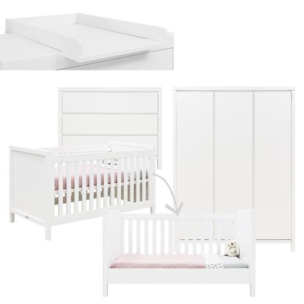 Bopita Babyzimmer Corsica 3-teilig 70 x 140 cm weiß umbaubar mit Wickelaufsatz 