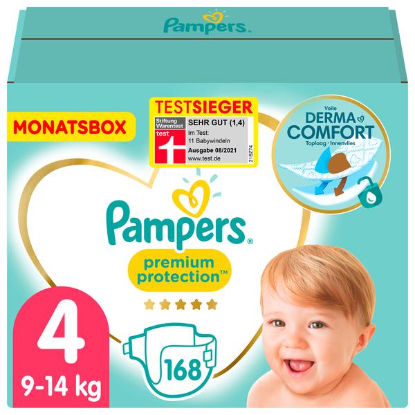 Pampers Couches Premium Protection T. 4 Maxi pack mensuel 9-14 kg 168 pcs