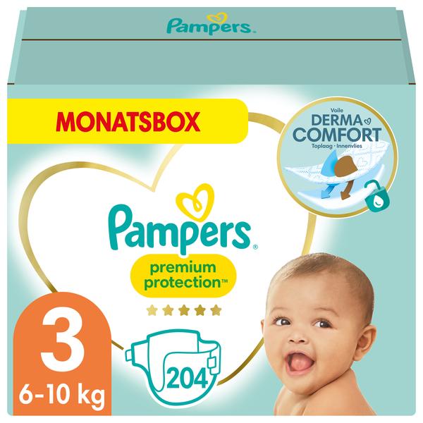 Pampers Pañales Premium Protection pack mensual grupo 3 5-9 kg 204 uds.