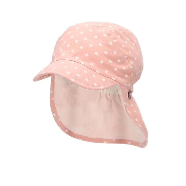 Sterntaler Peaked Cap med nakkebeskyttelse Hearts Pale Pink