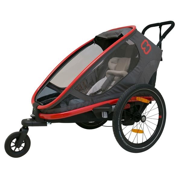 hamax Dětský vozík Outback One s nastavením opěrky zad - červený/šedý/černá
