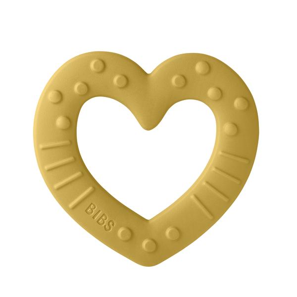BIBS® Bijtring Baby Bitie Heart vanaf 3 maanden in Mustard