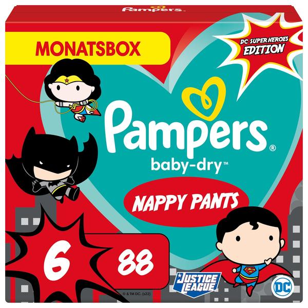 Pampers Baby-Dry Pants, størrelse 6 Extra Large Warner Brothers, 15 + kg, månedlig eske (1 x 88 trusebleier)