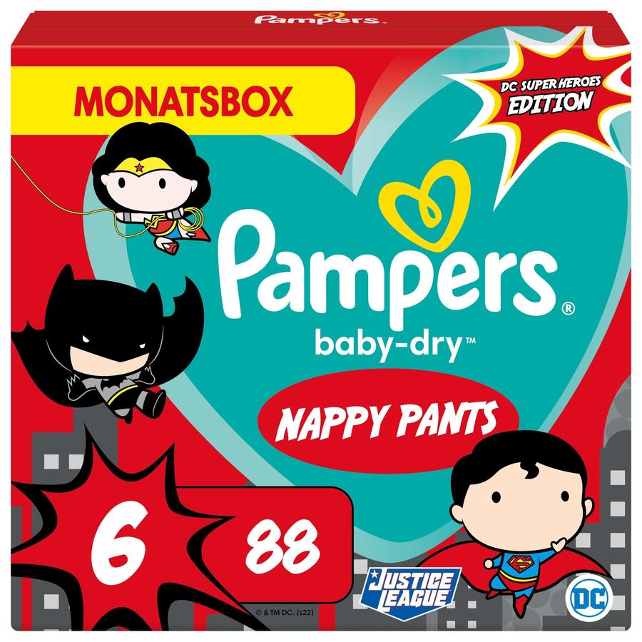 Pampers Baby-Dry Pants, Gr. 6 Superhelden, 14-19 kg, Monatsbox (1 x 88 Höschenwindeln)