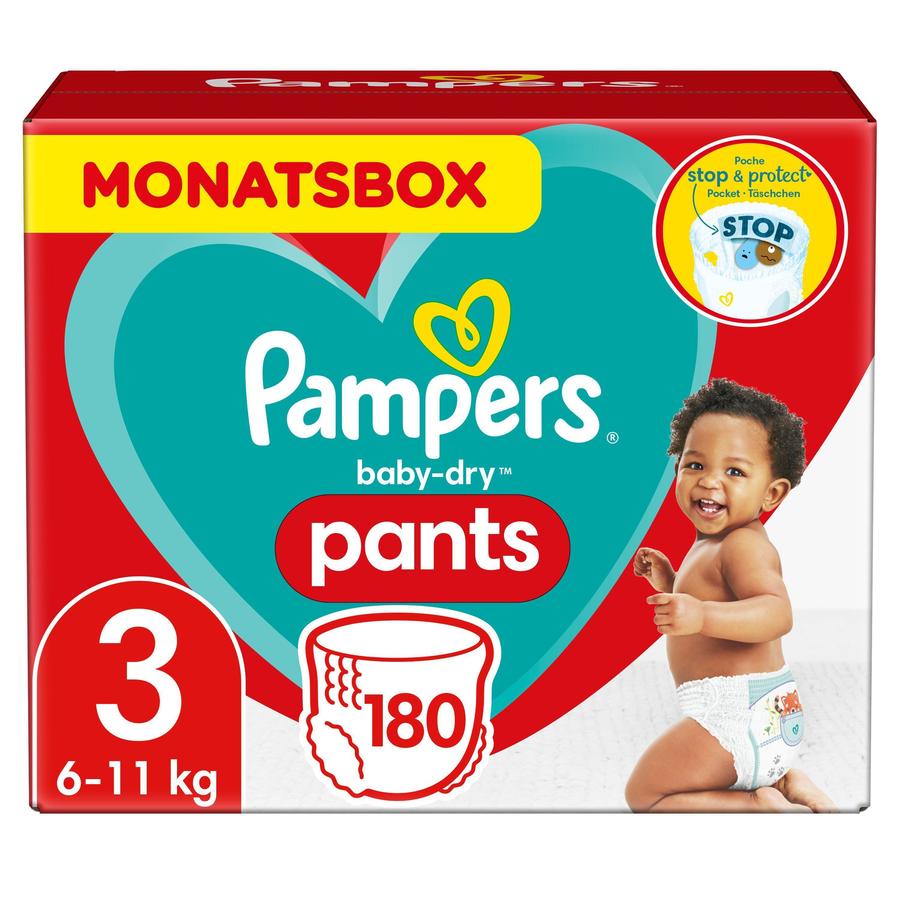 Pampers Baby-Dry Pants, velikost 3, 6-11 kg, měsíční balení (1 x 180 plen)