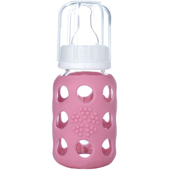 lifefactory Babyflasche aus Glas in pink, 120 ml