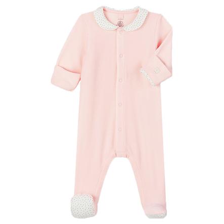 Petit Bateau Pyjama dors-bien bébé velours coton bio rose