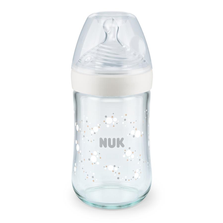 NUK Flaska Nature Sense av glas, 240 ml i vitt