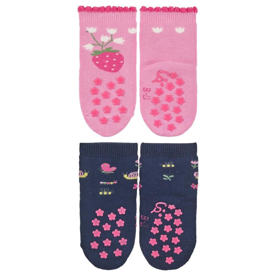 Sterntaler ABS-sokker til småbørn i to pakker jordbærrosa
