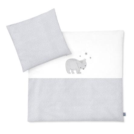 JULIUS ZÖLLNER sengetøy med påføring bjørn / spots grå 80 x 80 cm