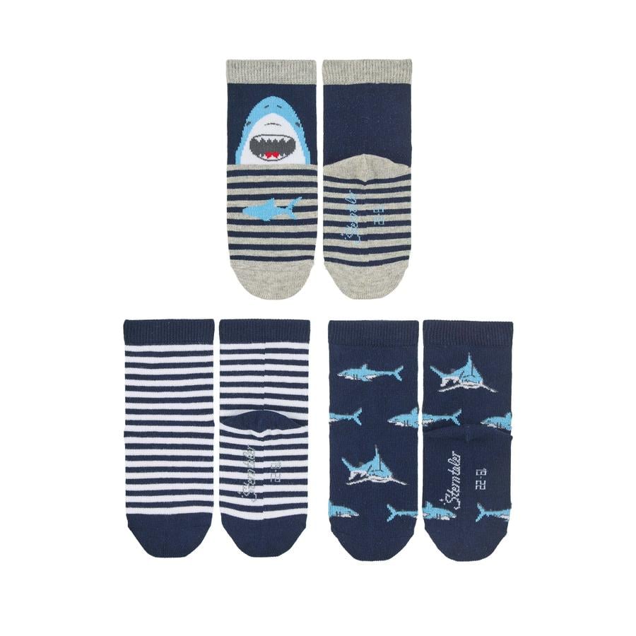 Sterntaler Babysokken 3-pack Haaien/Ringles marine 