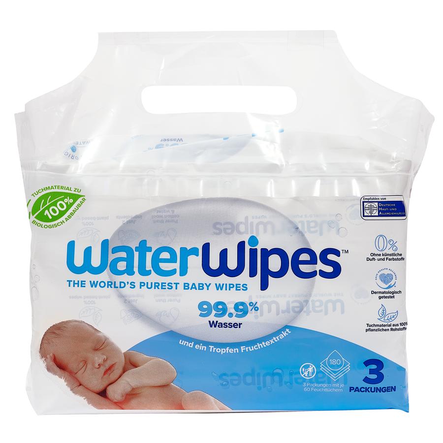 WaterWipes Babyservietter, biologisk nedbrytbare, 360 servietter (6 x 60 stk)