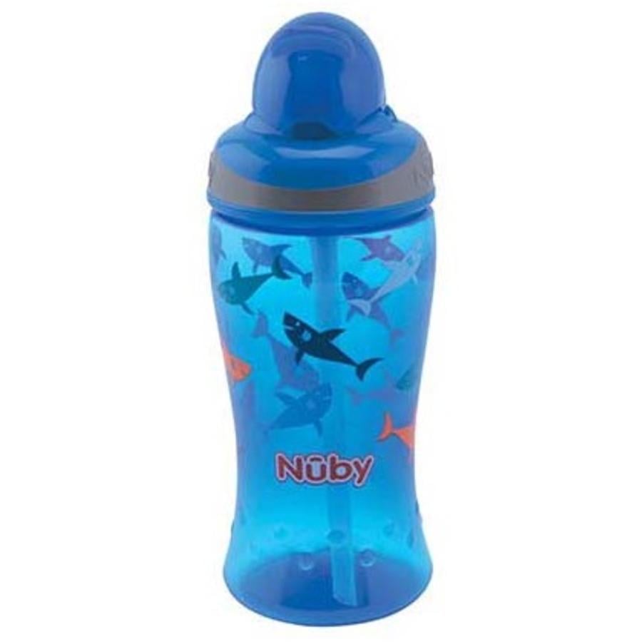 Láhev na pití s brčkem Nûby Soft Flip-It 360ml od 12 měsíců, modrá