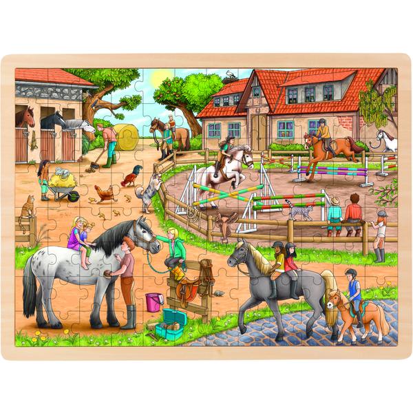 goki Vkládací puzzle koňská farma 96 dílků