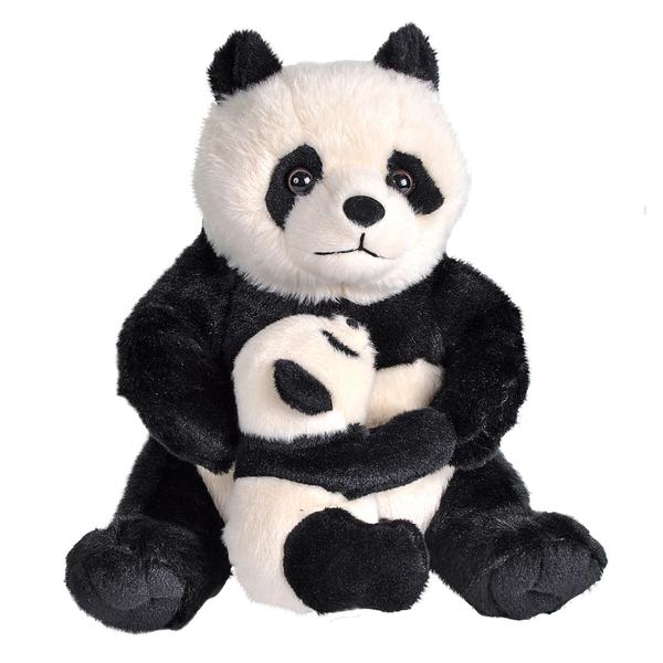 Wild Republic Mamma och baby panda sitter i en gosedjursservett