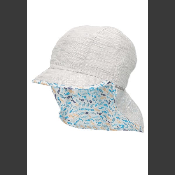 Sterntaler Peaked cap med nakkebeskyttelse Fisker lysegrå