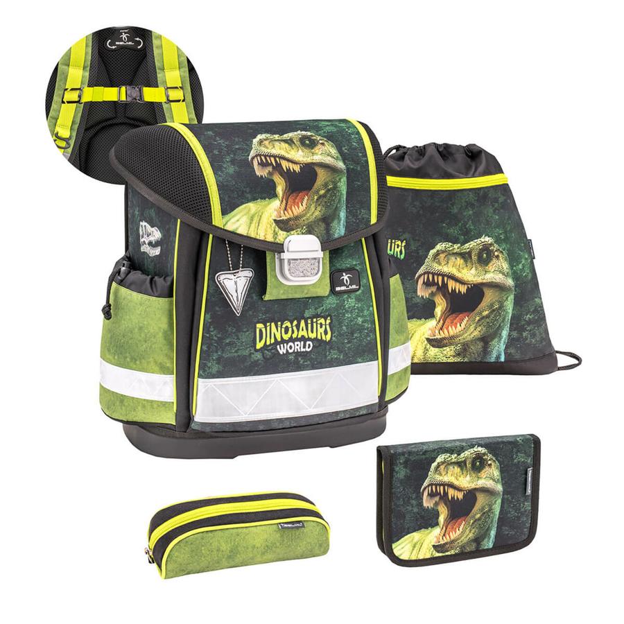 Belmil Schultasche Classy Set mit integriertem Brustgurt Dinosaur World 2