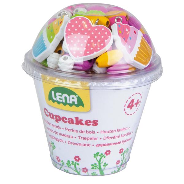 LENA® Holzperlen Cupcakes, pink