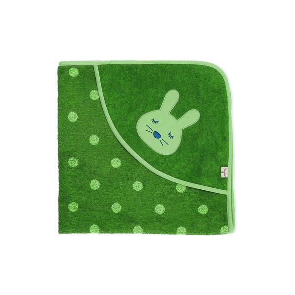 Sterntaler GOTS Badehåndklæde med hætte Kinni mørkegrøn 80 x 80 cm