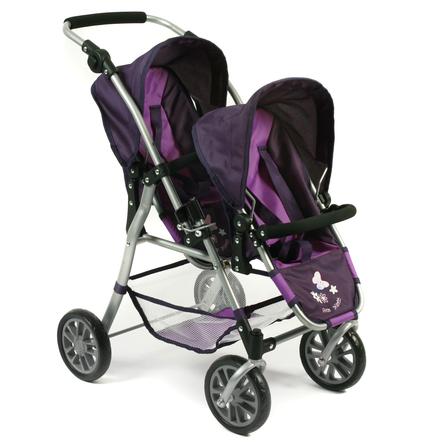 Bayer Chic 2000 Puppen Zwillings-Buggy Tandem Pflaume NEU 