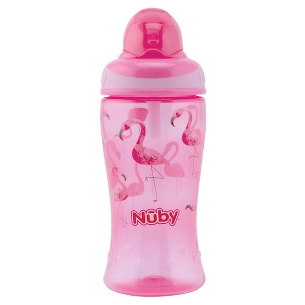 Nûby dricksflaska med sugrör Soft Flip-It 360ml från 12 månader, rosa