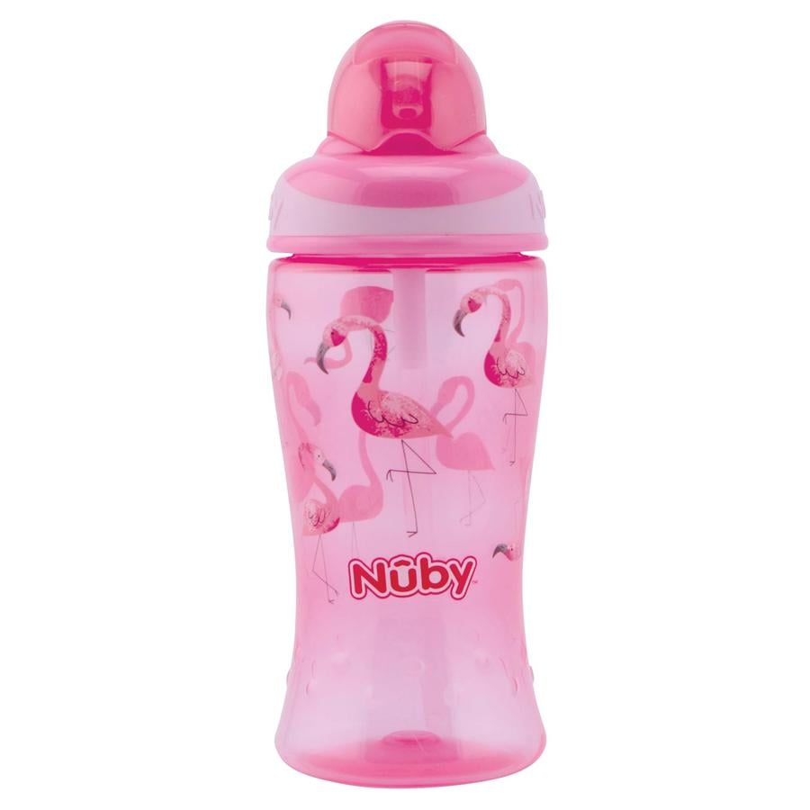 Nûby butelka ze słomką do picia Soft Flip-It 360ml od 12 miesięcy, różowa