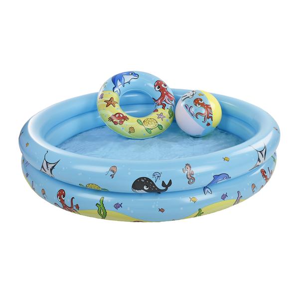 Swim Essential s Zestaw zabawowy - Basen dla niemowląt + Piłka plażowa + Kółko do pływania, 120 cm