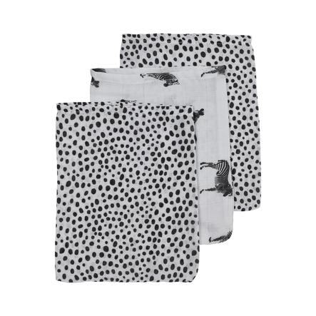 Meyco Paquete de 3 guantes para lavar animales de cebra guepardo