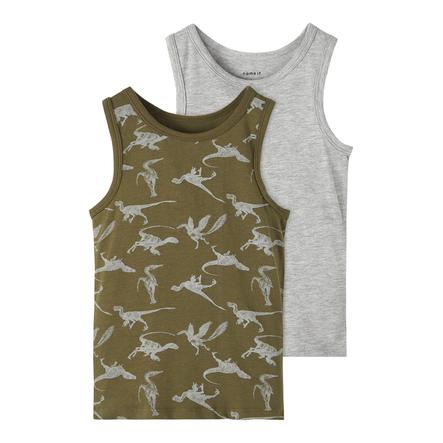 name it Tank Top 2er Pack Dino Olive Night
