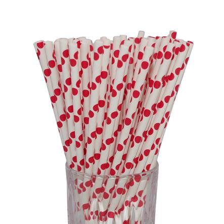 Luxentu Papier-Trinkhalme Gepunktet 19.7 cm 100er Set rot