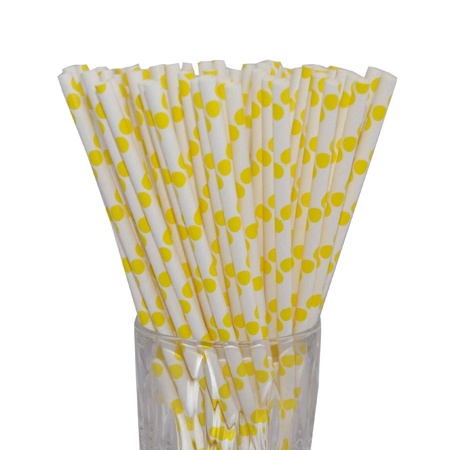 Luxentu Papier-Trinkhalme Gepunktet 19.7 cm 100er Set gelb