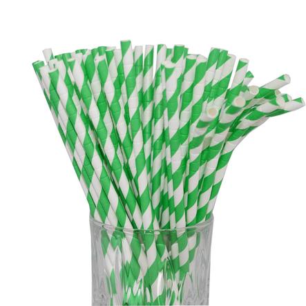 Luxentu Papier-Trinkhalme Gestreift mit Knick 19.7 cm 100er Set grün